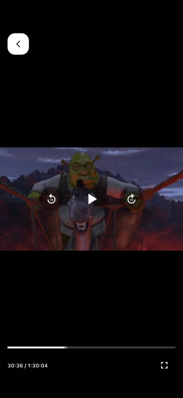 Full-screen film playback with ±10-second seeking